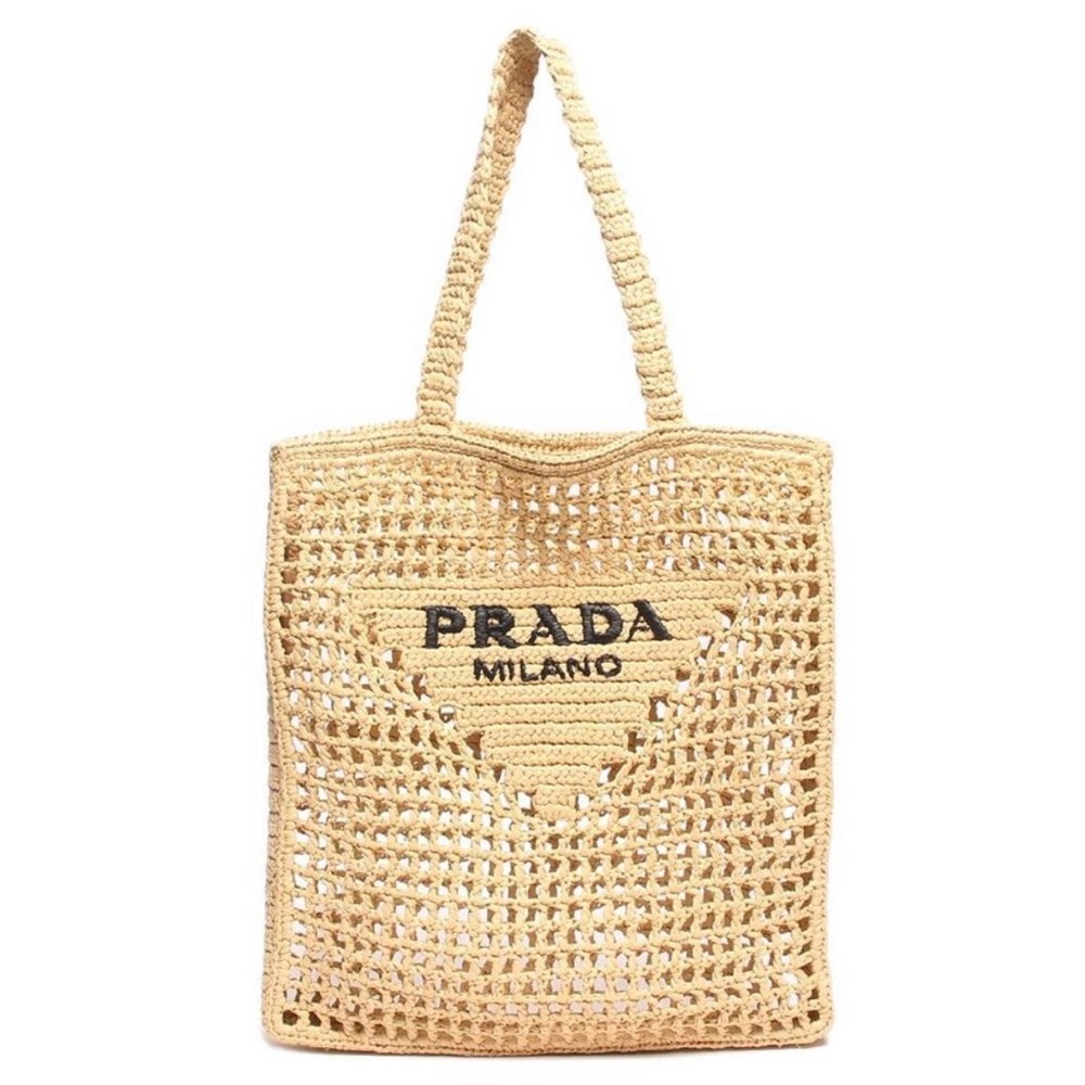 Prada lNSPlRED Tan Crochet Tote Bag